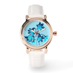 Reloj De Pulsera Esbozo de Daylilies - Cobalto y azul cielo
