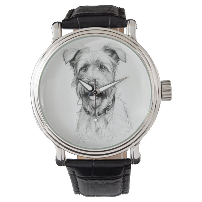 Reloj De Pulsera Esbozo de lápiz de retrato de Schnauzer (Anverso)