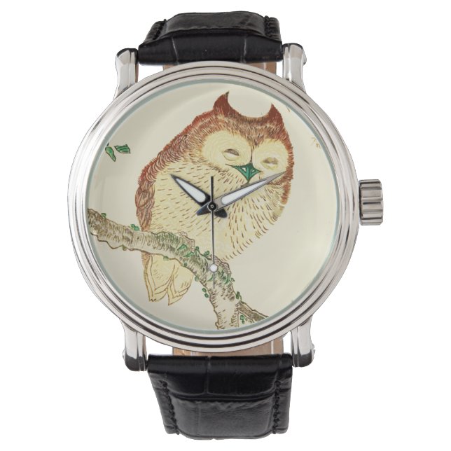 Reloj De Pulsera Esbozo de tinta japonesa de una lechuza (Anverso)