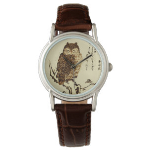 Reloj De Pulsera Esbozo de tinta japonesa de una lechuza