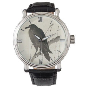 Reloj De Pulsera Esbozo japonés de un cuervo