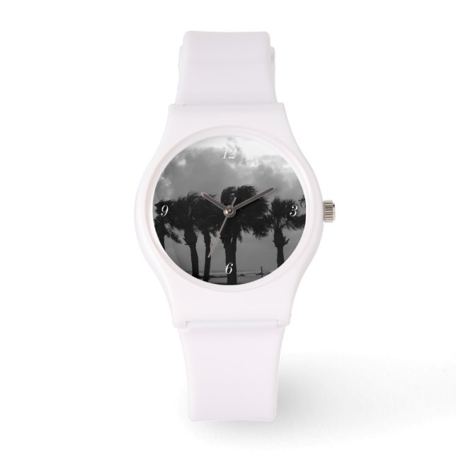 Reloj De Pulsera Escala de grises de cielos tropicales (Anverso)