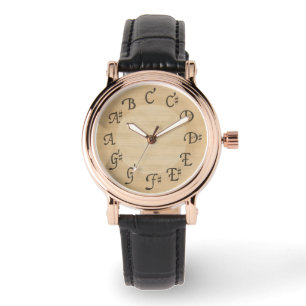 Reloj De Pulsera Escala musical de notas con Sharps, aspecto antigu