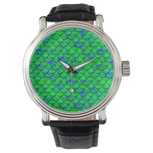 Reloj De Pulsera Escalas azules verdes caídas