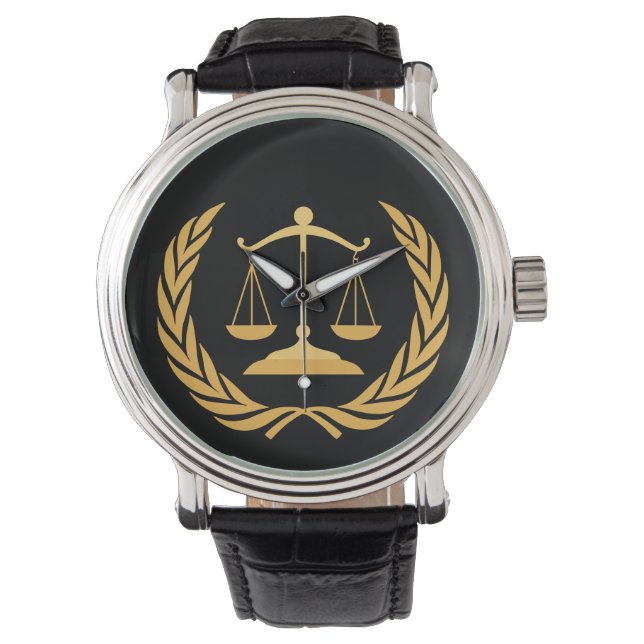 Reloj De Pulsera Escalas de justicia | Ley | Abogado - Black & Gold (Anverso)