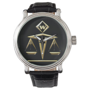 Reloj De Pulsera Escalas de justicia - Monogramado (v1)