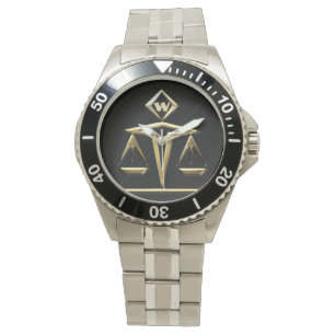 Reloj De Pulsera Escalas de justicia - Monogramado (v2)