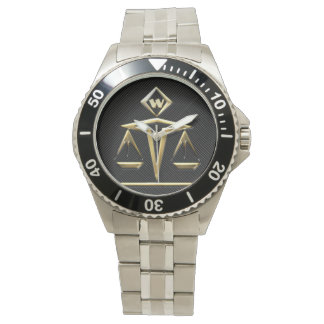 Reloj De Pulsera Escalas de justicia - Monogramado (v2)