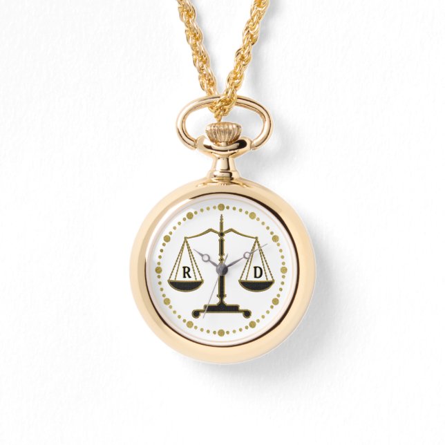 Reloj De Pulsera Escalas de oro de lujo de la justicia | Regalos In (Anverso)