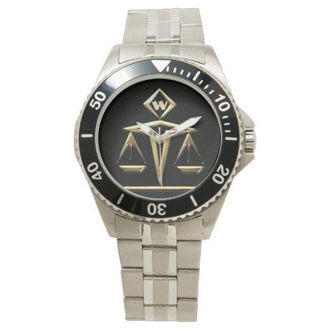 Reloj De Pulsera Escalas monogramadas de justicia (v1) (Anverso)
