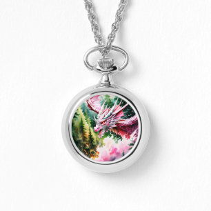 Reloj De Pulsera Escalas rosadas vibrantes del dragón respirador de