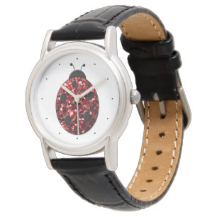 Reloj De Pulsera Escandalas purpurinas de imitación de chispas roja