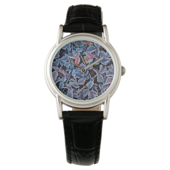 Reloj De Pulsera Escarcha en hojas de otoño, Oregon (Anverso)