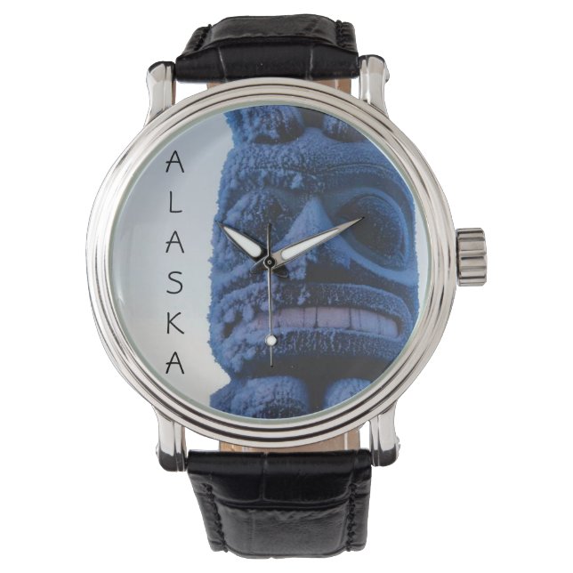 Reloj De Pulsera Escena de invierno de Alaska Tótem esculpido diseñ (Anverso)