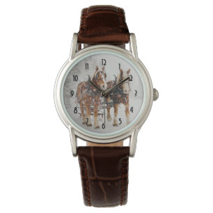 Reloj De Pulsera Escena de los Navidades de Sleigh Drawn