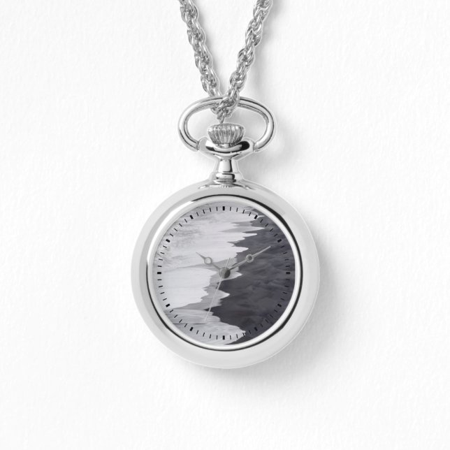 Reloj De Pulsera Escena de playa en blanco y negro (Anverso)