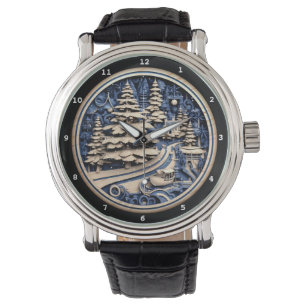 Reloj De Pulsera Escena invernal decorativa con toque festivo