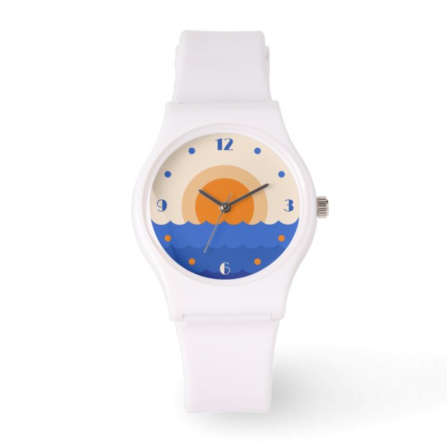 Reloj De Pulsera Escena minimalista del atardecer oceánico (Anverso)