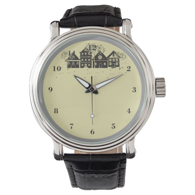 Reloj De Pulsera Escenario Cute Townhome (Anverso)