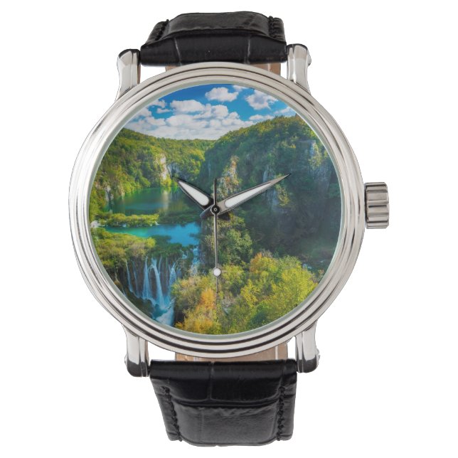 Reloj De Pulsera Escenario elegante de cascada, Croacia (Anverso)