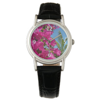 Reloj De Pulsera Escenario natural tropical de buganvillas y palmer