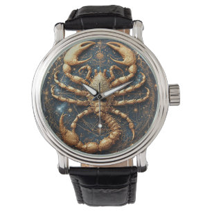 Reloj De Pulsera Escorpión sobre un detallado mandala áurico astral