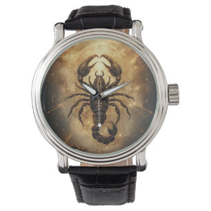 Reloj De Pulsera Escorpión sobre un detallado mandala áurico astral