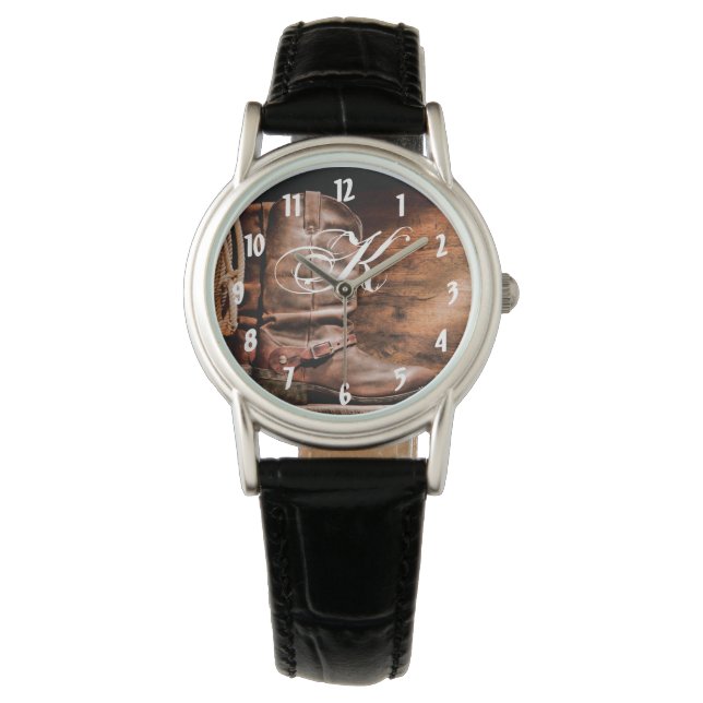 Reloj De Pulsera Escritor personalizado observa a Cowboy Boots Barn (Anverso)