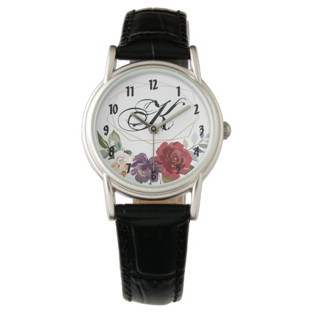 Reloj De Pulsera Escritura Personalizada Ver Rosas Blancas Gold Ge (Anverso)
