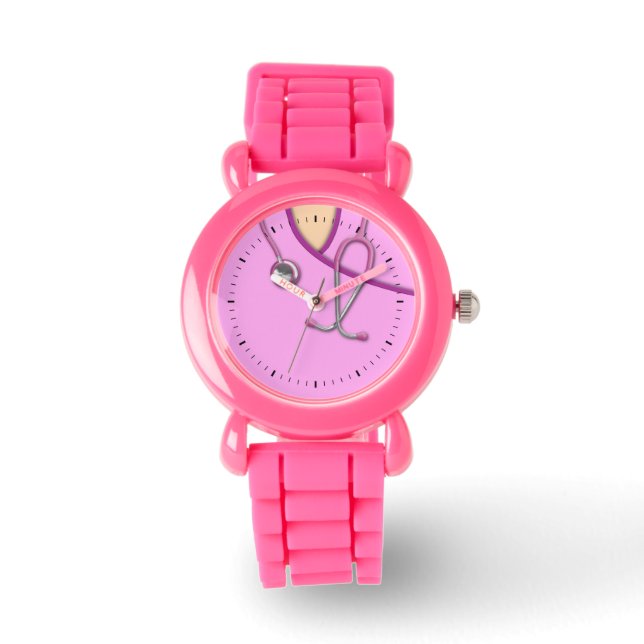 Reloj De Pulsera Escrutinio médico rosado (Anverso)