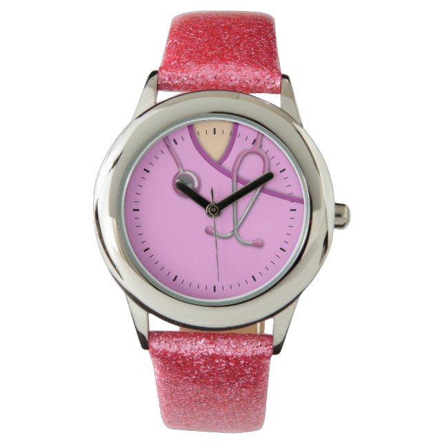 Reloj De Pulsera Escrutinio médico rosado (Anverso)
