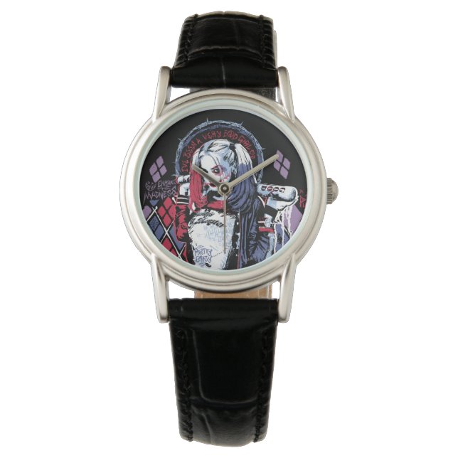 Reloj De Pulsera Escuadrón suicida | Grafiti con tinta Harley Quinn (Anverso)