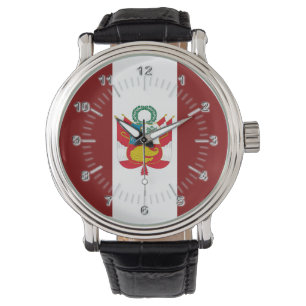 Reloj De Pulsera Escudo de armas de la bandera peruana