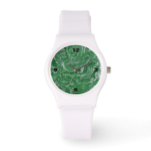 Reloj De Pulsera escultura china del dragón del jade verde