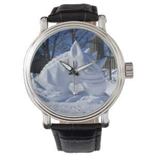 Reloj De Pulsera Escultura de Nieve de Caballo, Quebec, Canadá