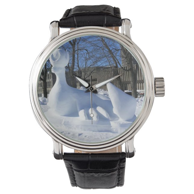 Reloj De Pulsera Escultura de nieve de foca, Quebec, Canadá (Anverso)