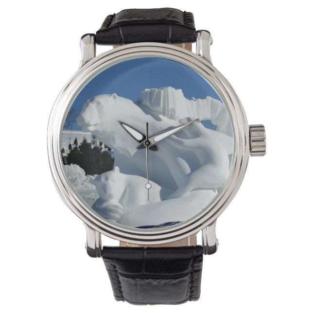 Reloj De Pulsera Escultura de Nieve de Oso Polar, Quebec, Canadá (Anverso)