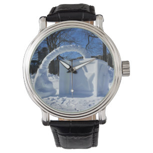Reloj De Pulsera Escultura de nieve, Quebec, Canadá
