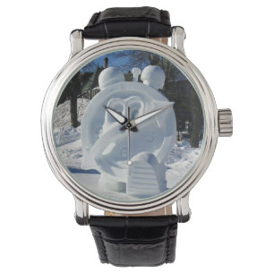 Reloj De Pulsera Escultura de Nieve Reloj, Quebec, Canadá