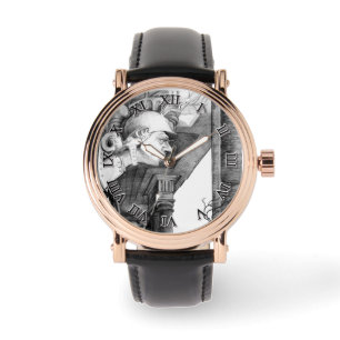 Reloj De Pulsera Escultura del castillo Arte de lápiz