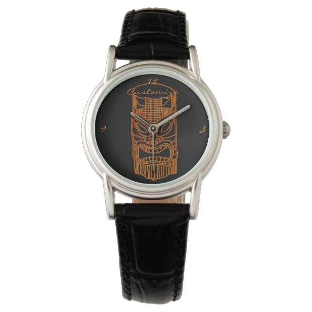 Reloj De Pulsera Escultura Tiki de oro Thunder_Cove (Anverso)