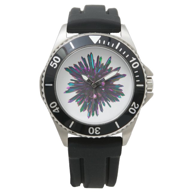 Reloj De Pulsera *~* Esfera de cristal para hombres púrpura azul me (Anverso)