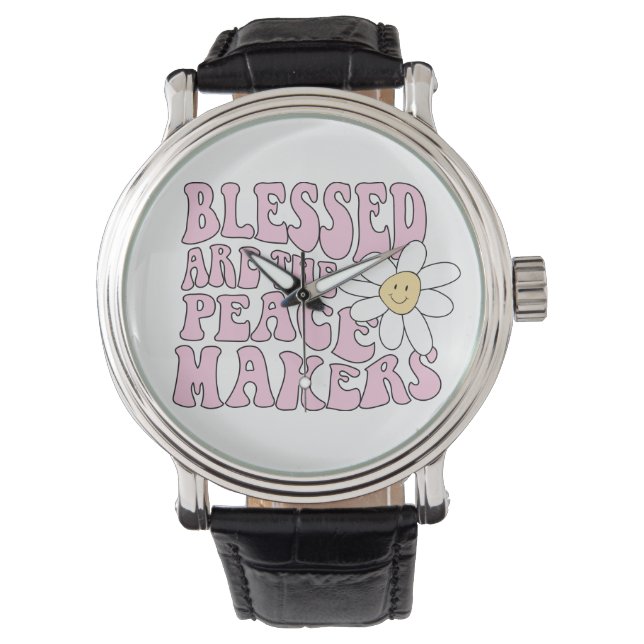 Reloj De Pulsera Eslogan de Daisy and Peace Makers (Anverso)
