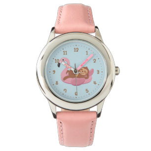 Reloj De Pulsera Eslora caprichosa sobre el flamenco rosado Chicas