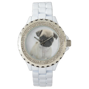 Reloj De Pulsera Esmalte blanco diamante de imitación de encargo
