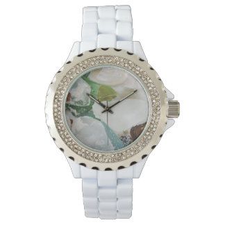 Reloj De Pulsera Esmalte blanco Diamante de imitación del Personali