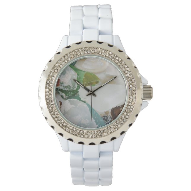 Reloj De Pulsera Esmalte blanco Diamante de imitación del Personali (Anverso)