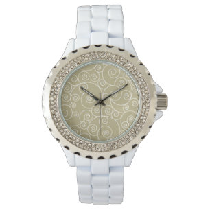 Reloj De Pulsera Esmalte blanco Diamante de imitación - Olas marina