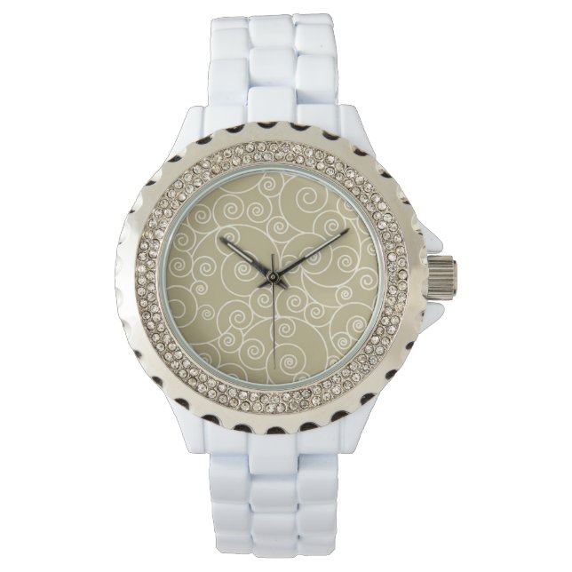 Reloj De Pulsera Esmalte blanco Diamante de imitación - Olas marina (Anverso)