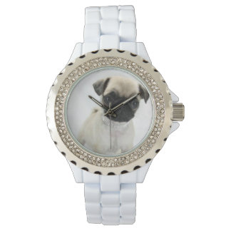 Reloj De Pulsera Esmalte blanco Diamante de imitación personalizado